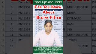 begins filter in excel | #shorts