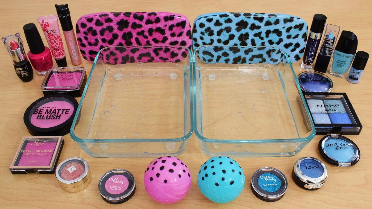 Pink vs Blue - Mixing Makeup Eyeshadow Into Slime ASMR 297 Satisfying Slime Video