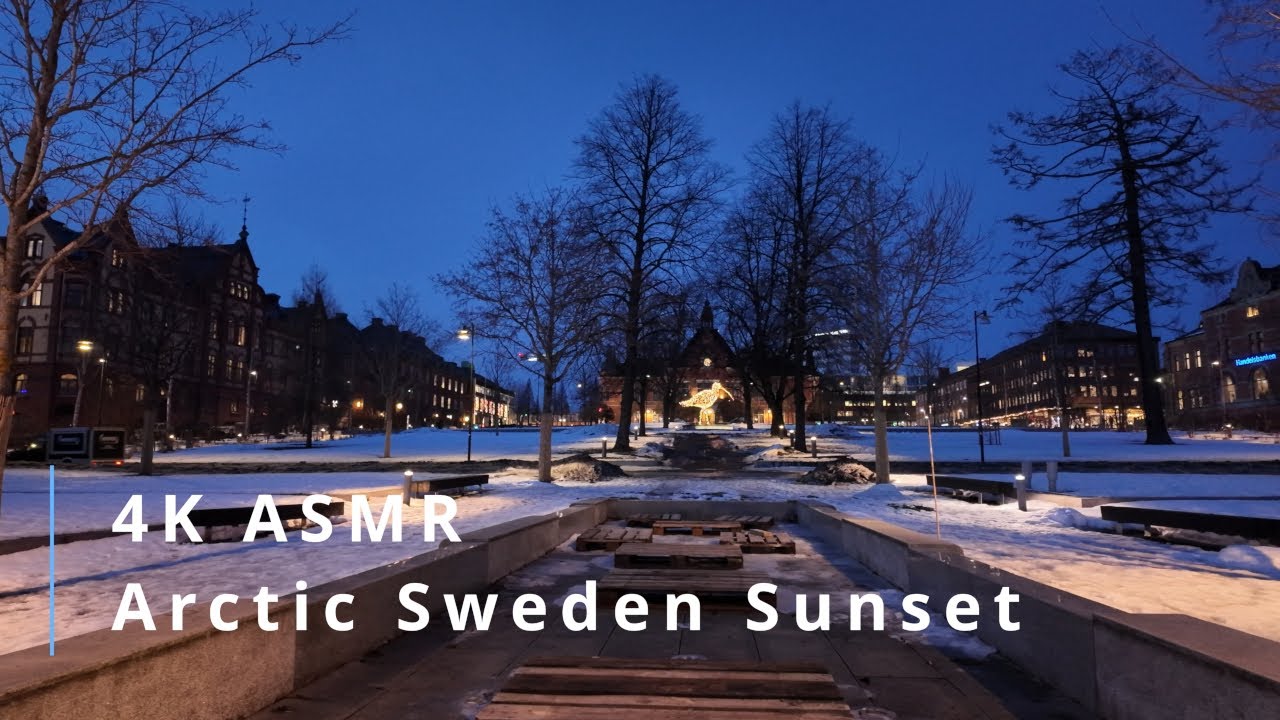 Sunset to Blue Hour Walk in Umeå Sweden | Riverside Evening Ambience