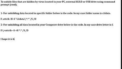 How to Show/Unhide/View Files, Folders & Subfolders. Romove Read Only.