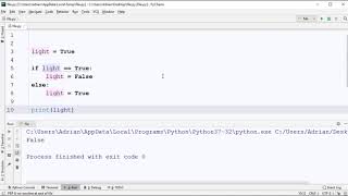 #33 If else light switch | Control Flow | Python Tutorial for Beginners