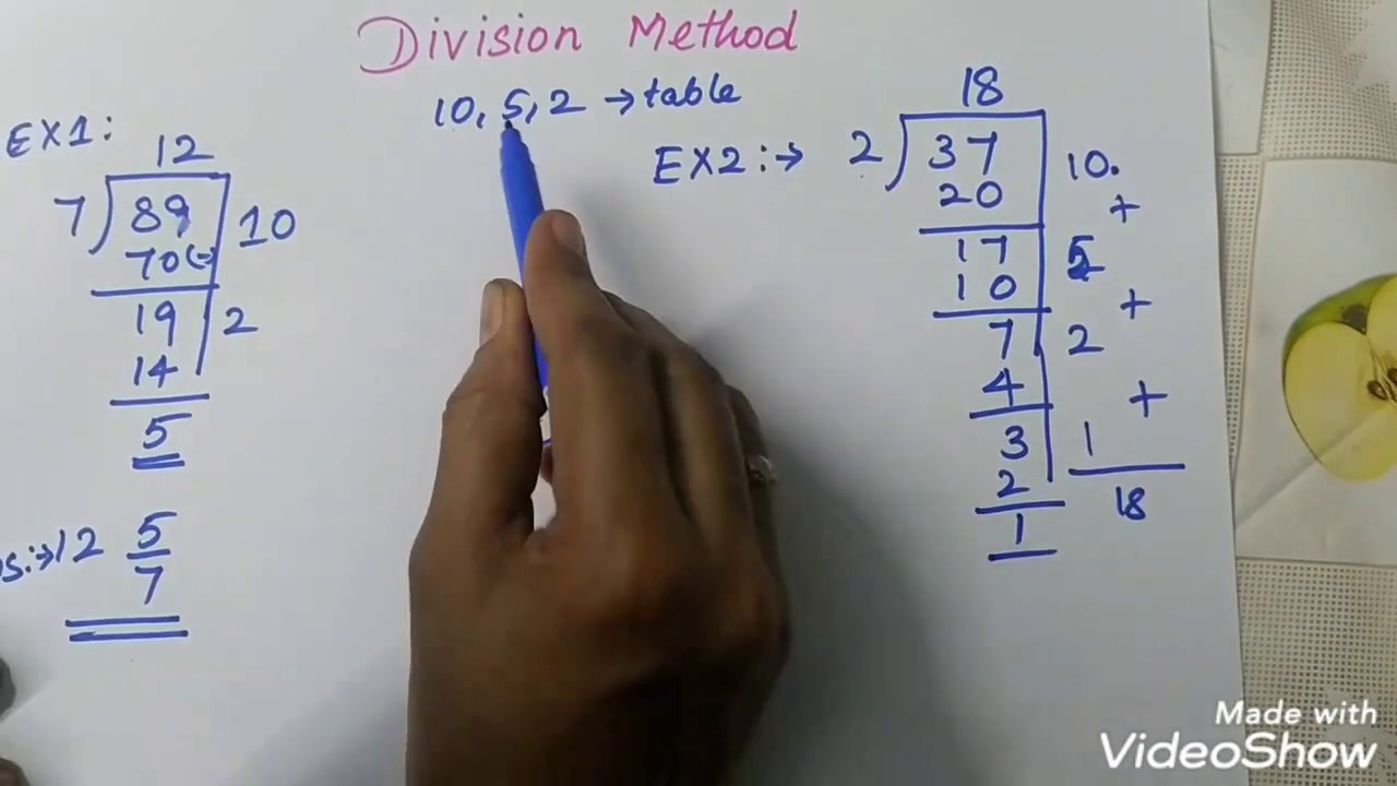 Division methods( using 10,5,2 tables) | Division Trick - YouTube