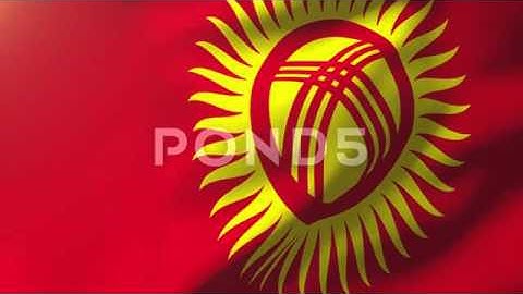 Kyrgyzstan Flag Waving In The Wind. Looping Sun Rises Style. Animation Loop