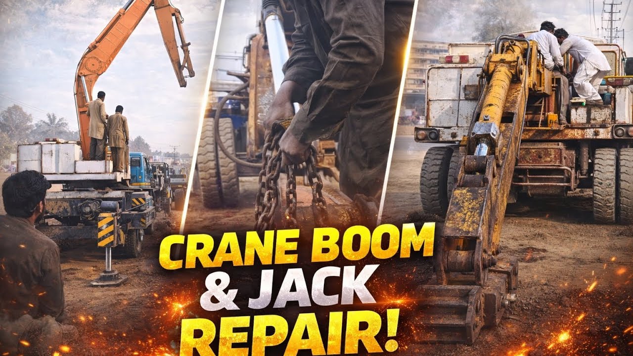 Crane boom aur hydraulic jack ki zabardast repairing process 🔧Hashtags:#CraneRepair #HydraulicJack 