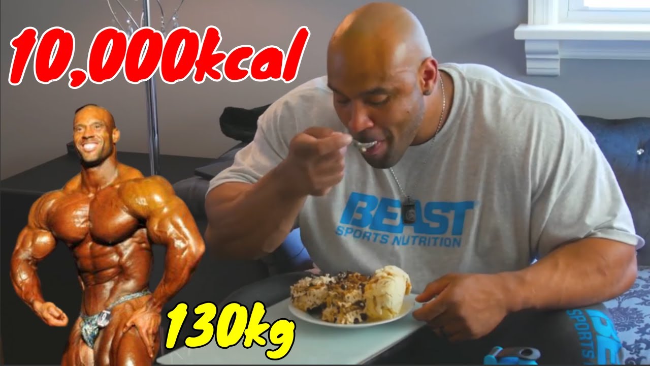130kgボディビルダーがデカくなる為に1万キロカロリー食べる食生活を丸一日密着してみたフル食【筋トレ】