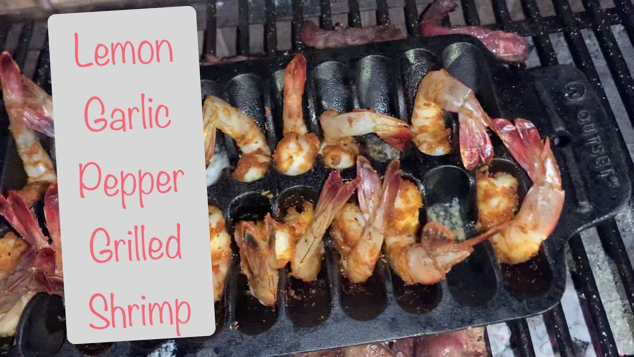 Grilled Shrimp w/ Lemon Garlic Pepper from Dr. Dor's in an Outset Shrimp Pan  on a Ñuke Grill. 