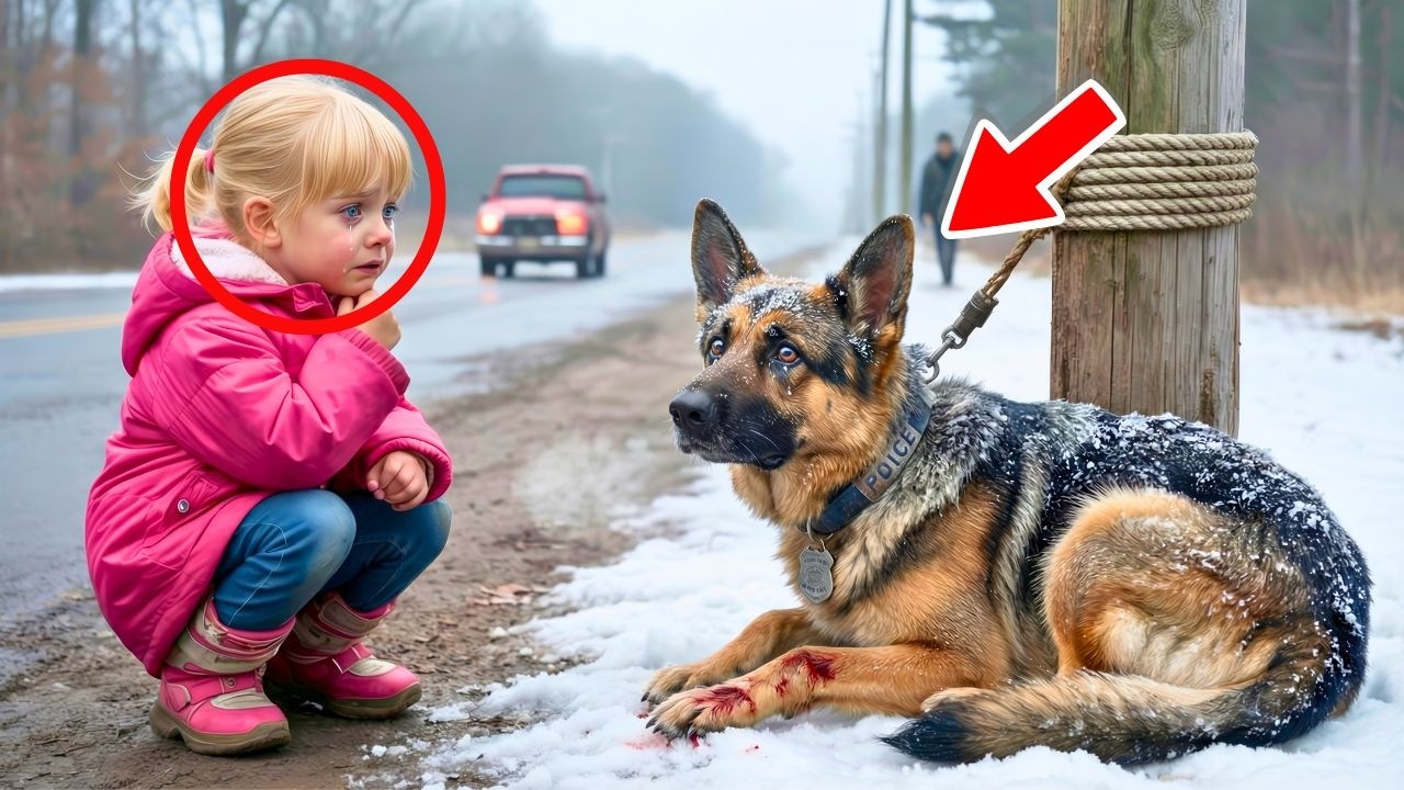 Little Girl Stops Cold Seeing a K9 Left to Freeze — Her Next Move Leaves Hearts Shattered