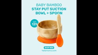 Avanchy Baby Bamboo Stay Put Suction Bowl + Spoon .mov