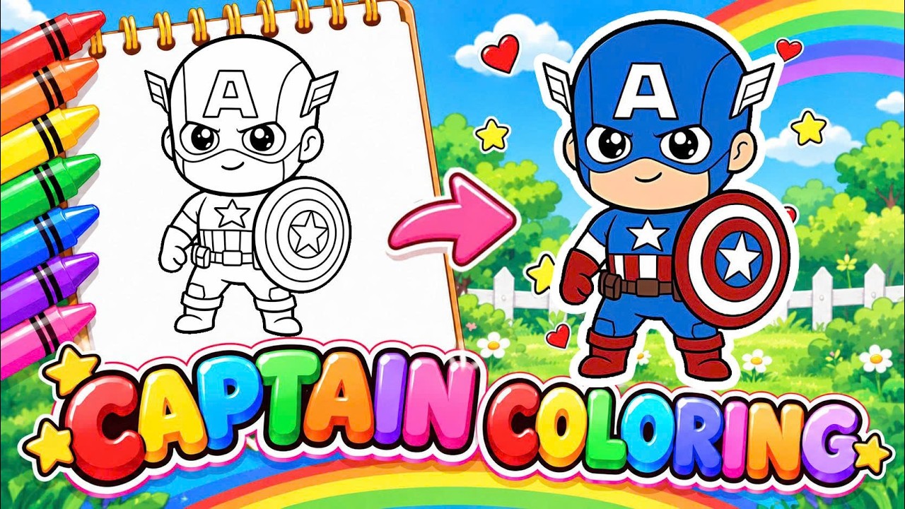 Captain America Coloring for Kids 🛡️🎨 | Superhero Coloring - YouTube