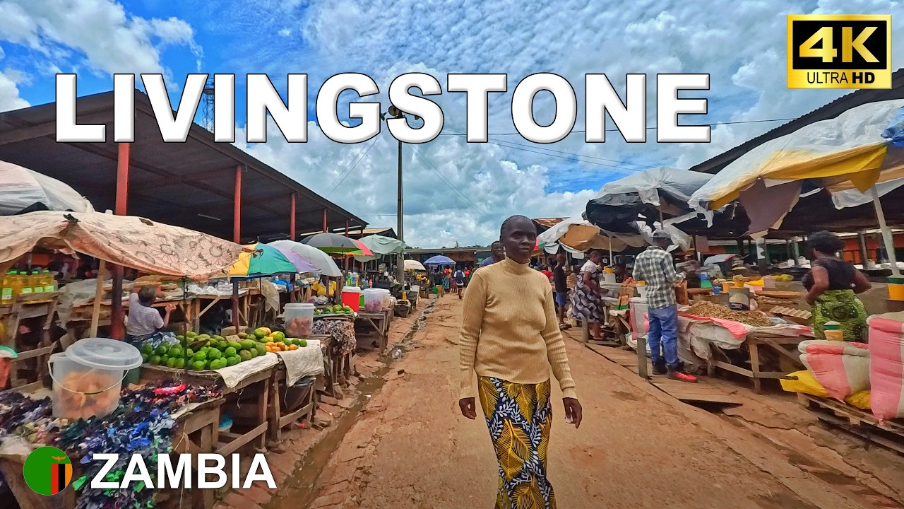 Ливингстон – Прогулка по центру города и рынку Марамба | Замбия 🇿🇲 янв. 2026 [4K]