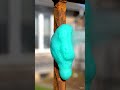 Teal foam on Rusted Railing #asmr #rust #rustremoving #rusting #restoring