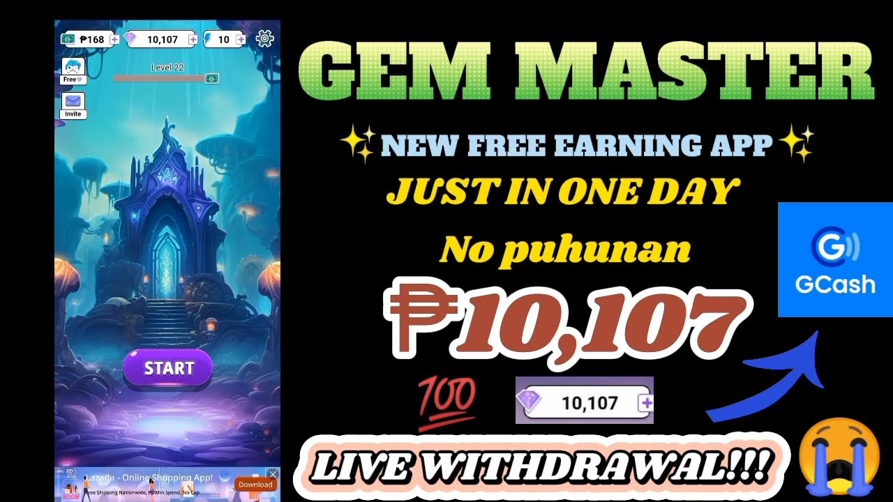 Gem Master Legit Live Withdrawal ₱10,107 through G-Cash/New Free Earning App/Trick and Tips