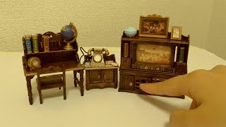 【Sylvanian Families】Classic color furniture　シルバニア ファミリー　クラシックカラーシリーズ　デスク&テレビ・電話台　Desk, tv telephone