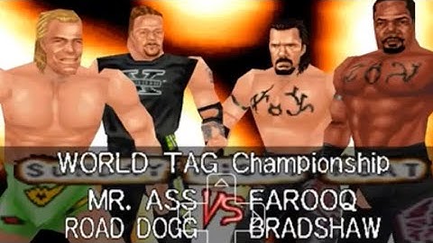 WWF wrestle mania 2000 n64: new age outlaws vs a.p.a. world tag team championship - gameplay