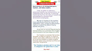 Independence Day Speech Independence Day Speech In English 2024 