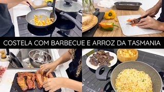 COZINHA DA CAH - Costela com barbecue e arroz da Tasmania | arroz do outback | Janta gostosa e fácil