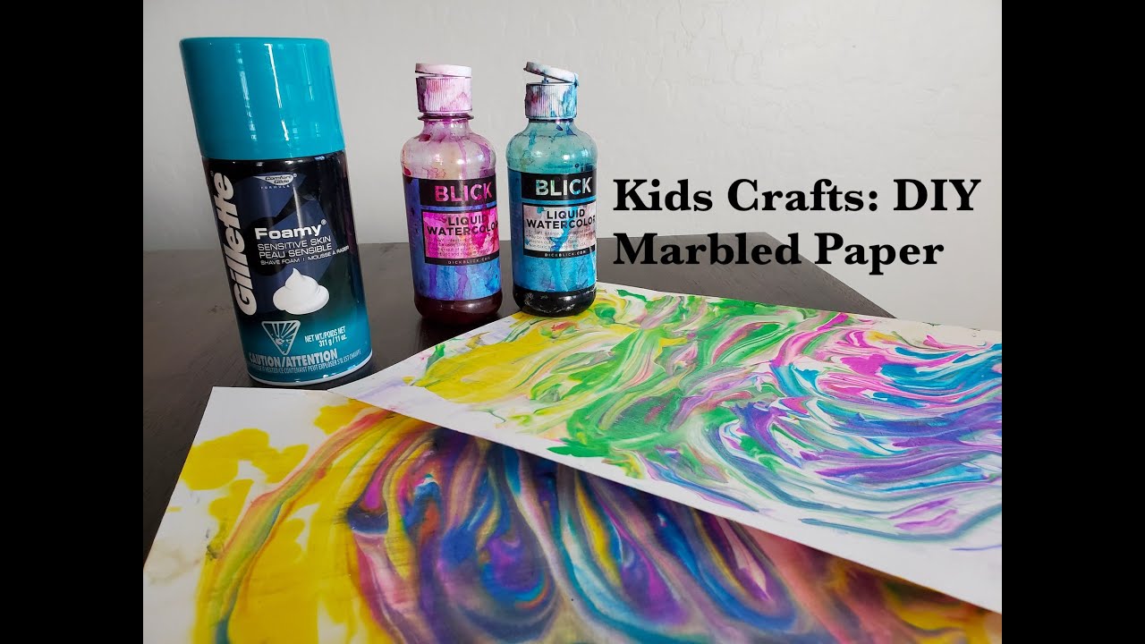 Kids Crafts: DIY Marbled Paper with Shaving Cream - YouTube