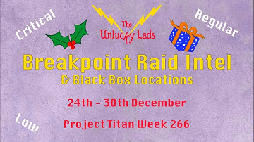 Breakpoint Raid Intel Skips + Black Boxes - Critical Regular Low - 24th 30th Dec - Project Titan 266