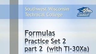 Math Review - Formulas Chapter Practice Set 2, Pt 2 "Math Notation & the TI-30Xa Calculator". screenshot 4