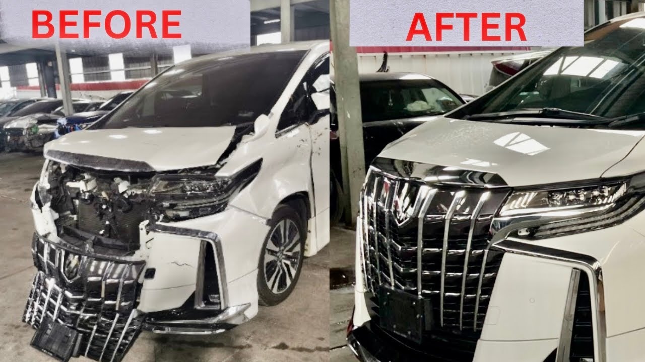 toyota ALPHARD car front accident repair toyota ALPHARD ကား ရှေ့ပိုင်း ...