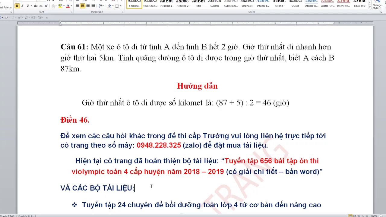 Đề thi Violympic Toán lớp 4 VÒNG 7 cấp Trường năm học 2018 – 2019 có hướng dẫn giải chi tiết