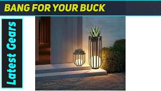 Modern LED Solar Floor Lamp: Stunning Outdoor Ambiance &amp; Planter!