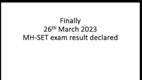 MH-SET 26th March 2023 result declared