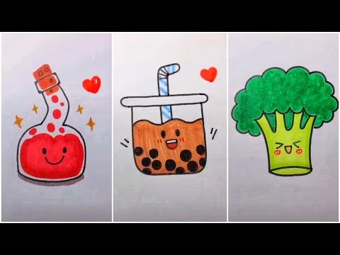 Vẽ đồ ăn thức uống cute đáng yêu, vẽ hình cute | Cute drawing #24 ...