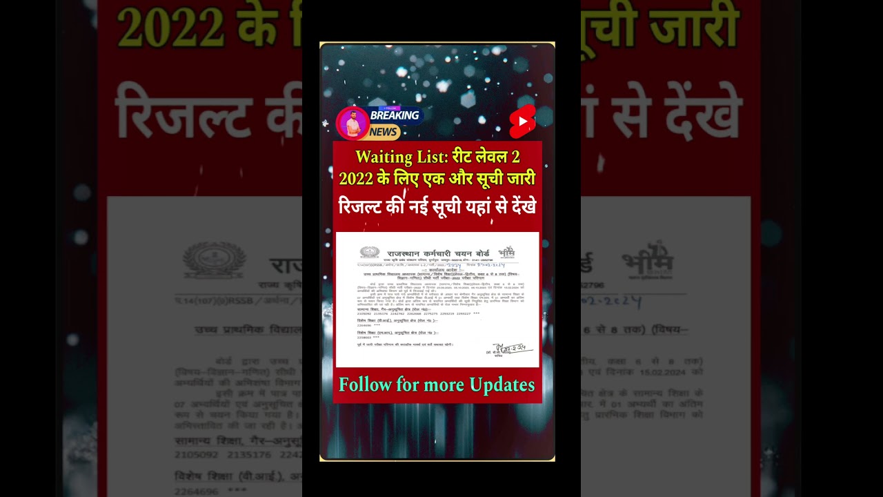 reet lavel 2 waiting list