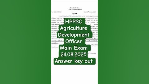 HPPSC 2025 Answer Key Agriculture Development Officer 2025  #hppsc #hpexams #hpjobs #exam