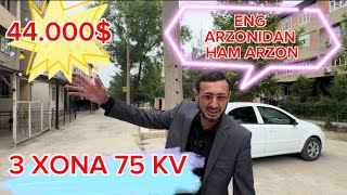 ENG ARZONI DAN HAM ARZON KVARTIRA SOTILADI 3 XONA 75KV NARXI 44.000$ ULGURIB QOLING!