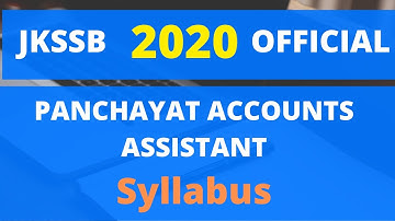 JKSSB PANCHAYAT ACCOUNTS ASSISTANT 2020 OFFICIAL SYLLABUS OUT NOW