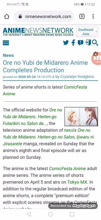 Ore no Yubi de Midarero Anime Completes Production