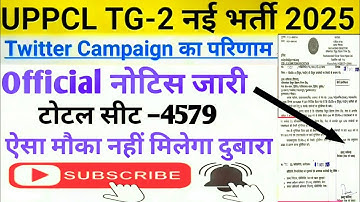UPPCL TG-2 नई भर्ती 2025 || Official Vacancy post Release Notice Today||UPPCL टेक्नीशियन बंपर भर्ती 