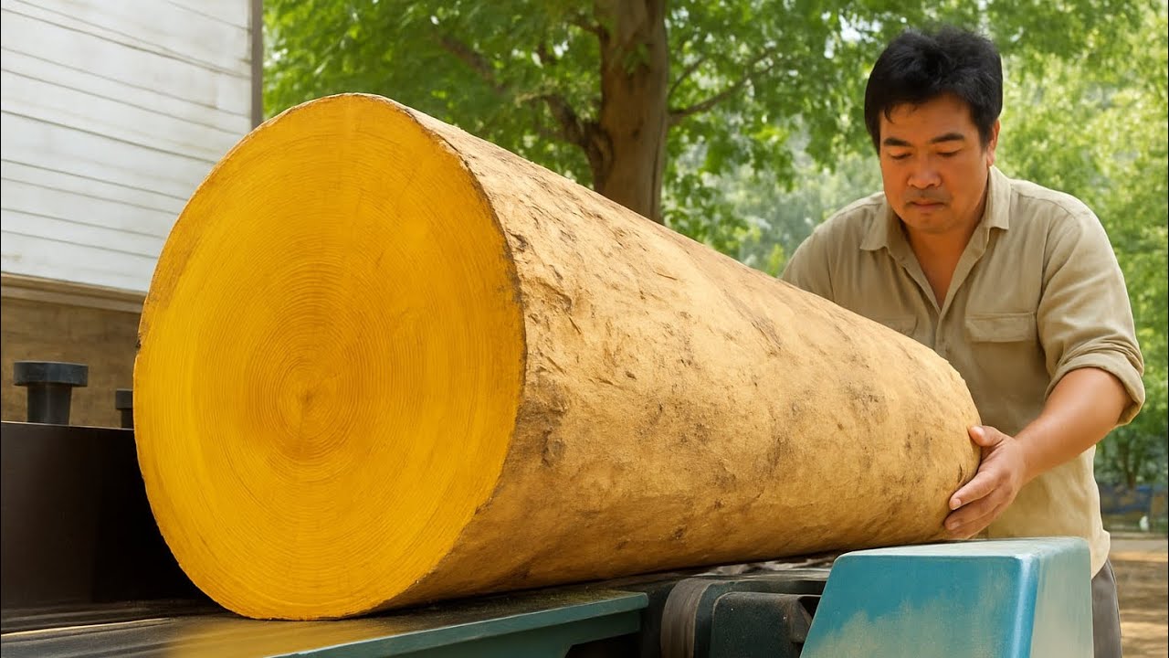 Creating A Dining Table Masterpiece: From This Strange Yellow Piece Of Wood, See What He Did With It