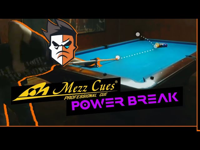 power break 10 ball in pool, pop break with Mezz Cue class=