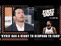 JJ Redick on Kyrie's Boston fan interaction: THE PLAYER HAS A RIGHT TO RESPOND TOO 👀 | First Take