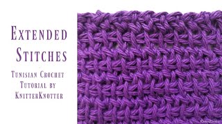 Tunisian Crochet Tutorial - Extended Stitches (Simple, Knit, Purl, Reverse, Full) - Left handed