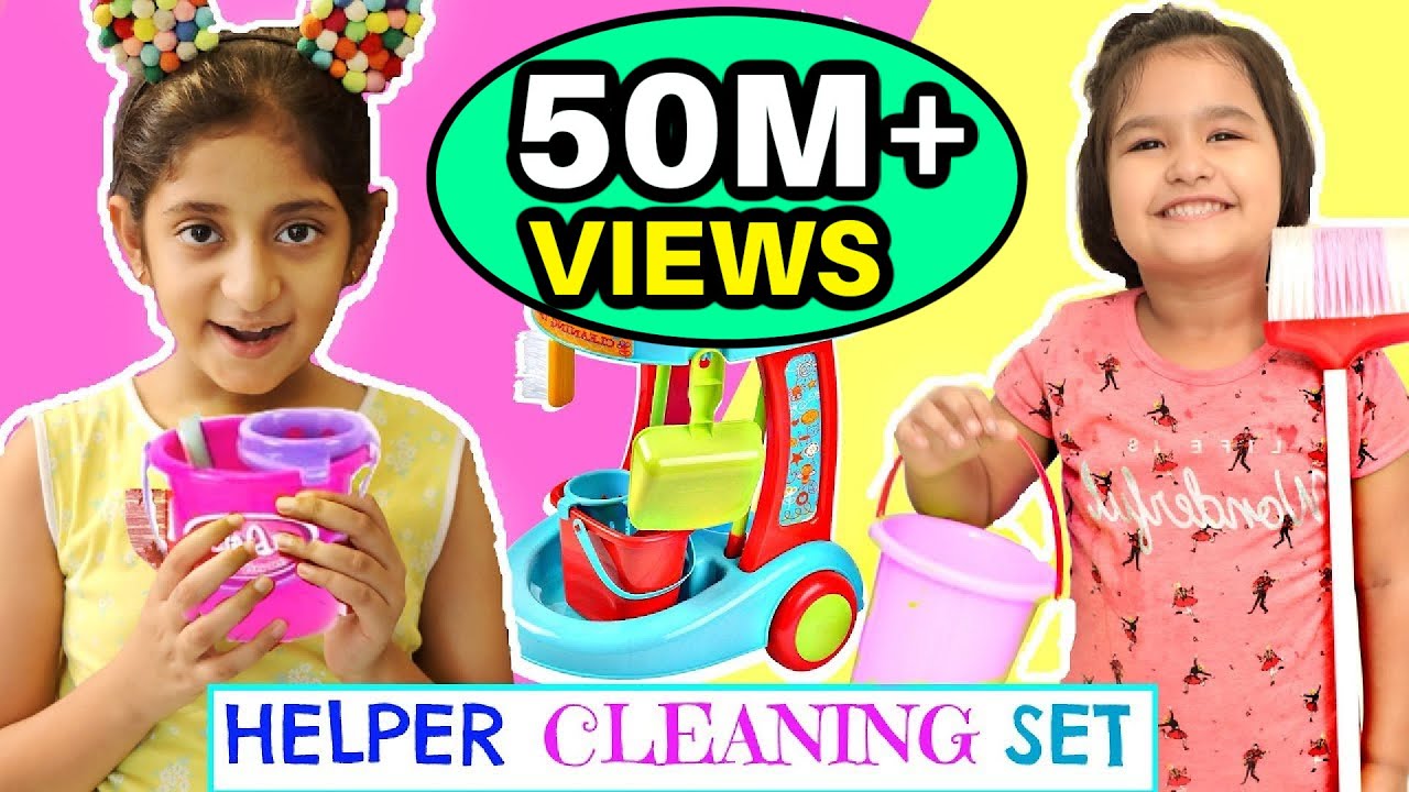 Kids Pretend Play With Helper Cleaning