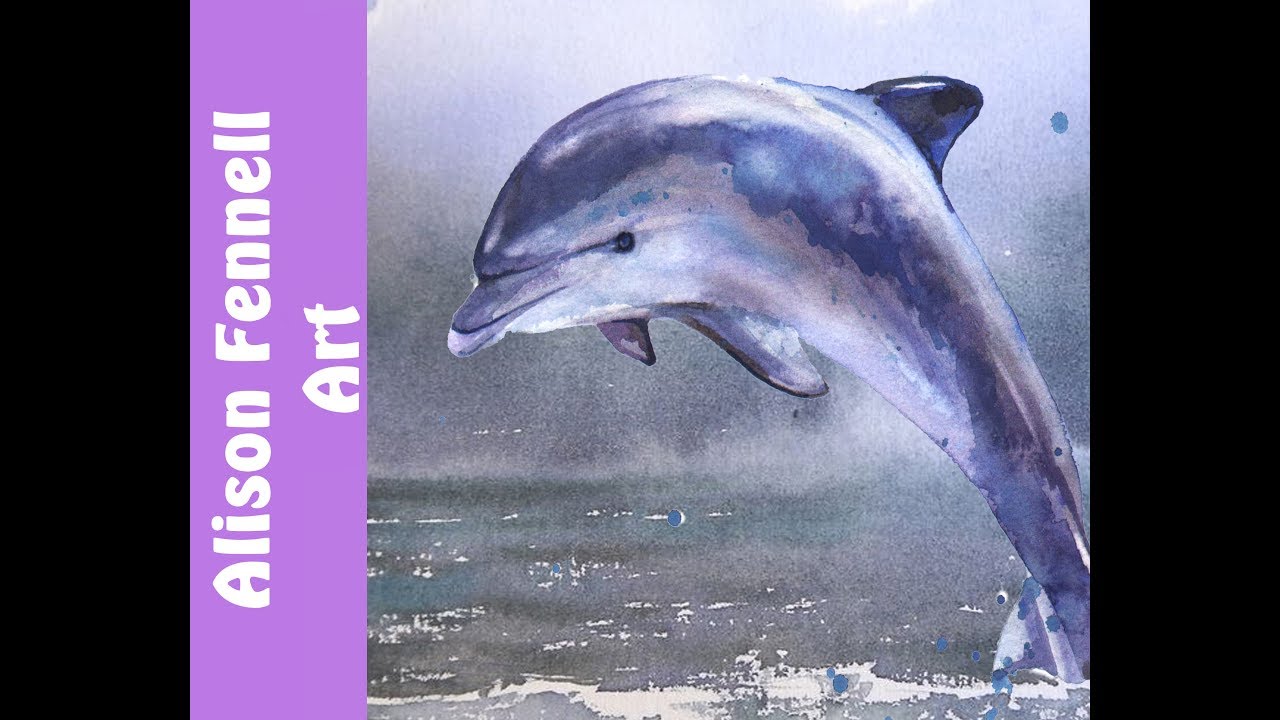 Painting a Dolphin and the Ocean in Watercolor - REALTIME