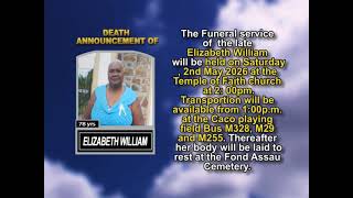 Elizabeth Willams ~ Short Obituary