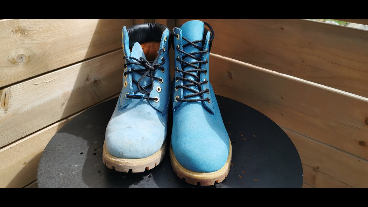 Draad bus Grappig Shoe Cleaning: Some Baby Blue Timberland's using Goat Shoe Care - YouTube