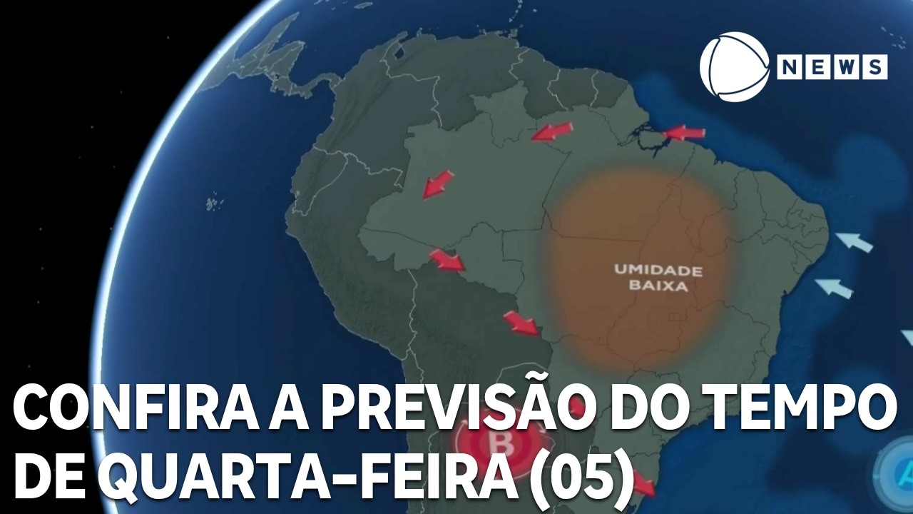 Confira a previsão do tempo para todo o país na quarta-feira (05)