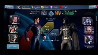 Injustice 2 mobile arena with Justice league Superman, Cyborg and Batman