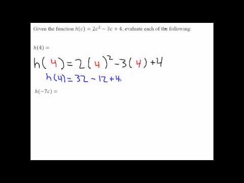 Function Notation and Evaluating function notation with algebraic expressions