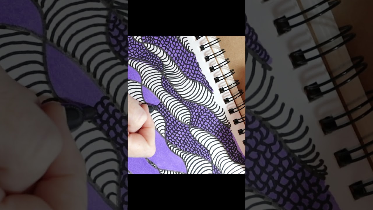 Zen Doodle Art, Satisfying & Calming ASMR with Acoustic Guitar Music No Talking Short 