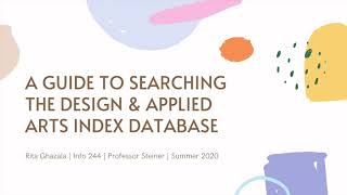 A guide to searching the design and applied arts index database