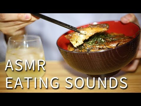 【ASMR】咀嚼音男飯「さばの蒲焼き丼」eating sound   Grilled mackerel with grilled chicken