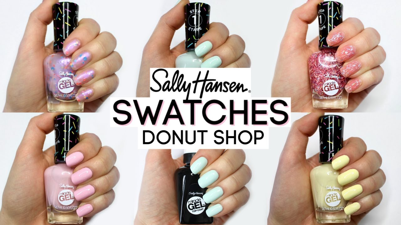 NEW Limited Edition Sally Hansen Miracle Gel Donut Shop Collection Swatches  - YouTube
