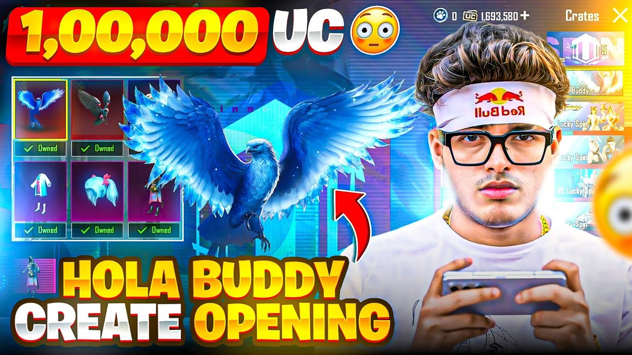 🔥 Hola Buddy Crate Opening | Falcon Buddy Lucky Spin | Bgmi New Create Opening | PUBG MOBILE & BGMI